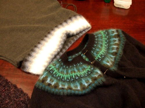Two Bohus sweaters in progress