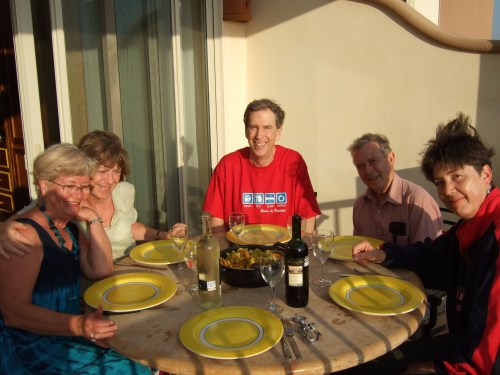 a windswept dinner on the patio