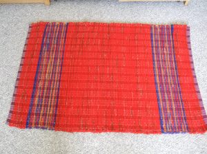 040-wool red bright red wool blanket and accent stripes