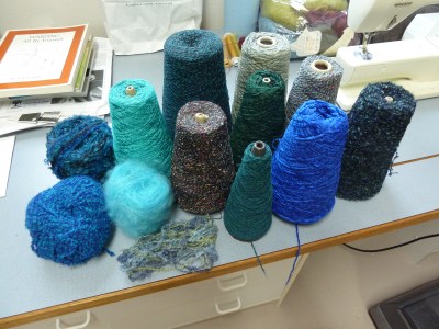 blue-green warp yarns