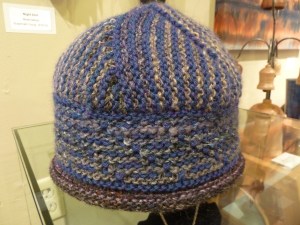 gray/tan Noro Silk Garden and blueberry Cascade 220