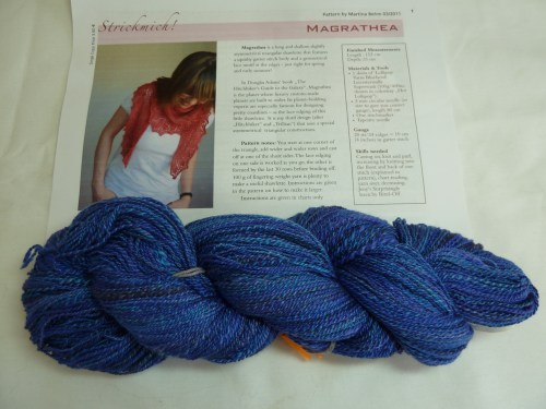 Judith's own dyed merino/silk - enough to make this shawl pattern