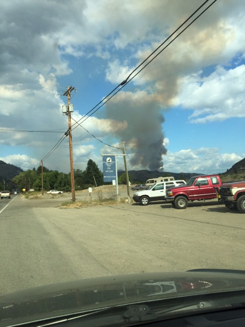 Smoke column north of Twisp on our way back into town
