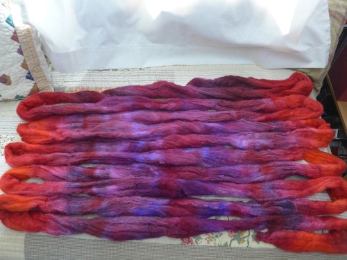 polwarth&silk roving dyed